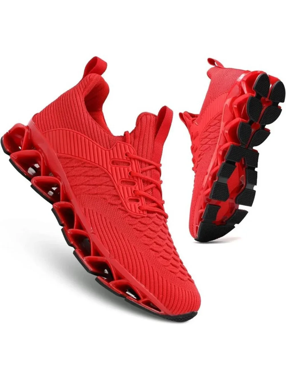 Men's Red Comfort Non Slip Blade Tennis Athletic Trainer Slip on Sneaker Shoes